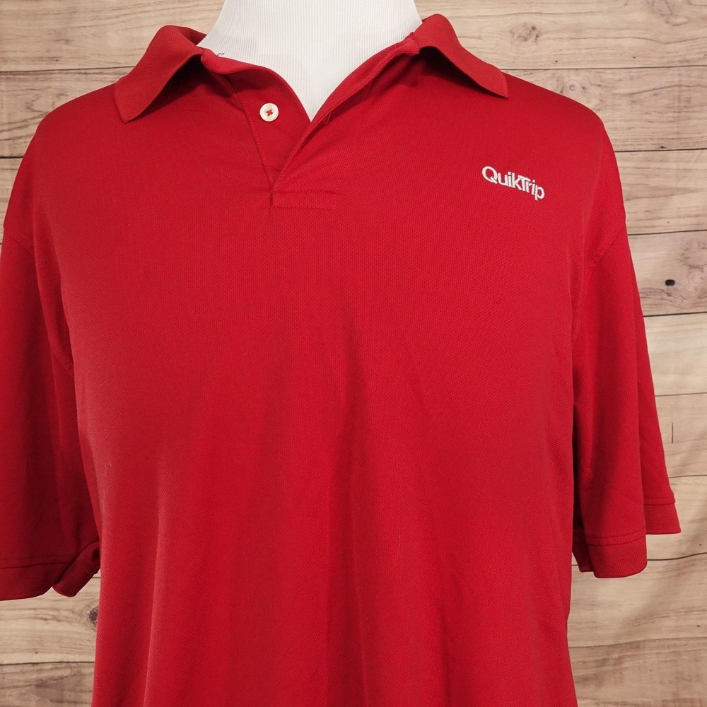 QuikTrip Polo Shirt Mens 2XL Red 100% Polyester Mesh QT Logo Work